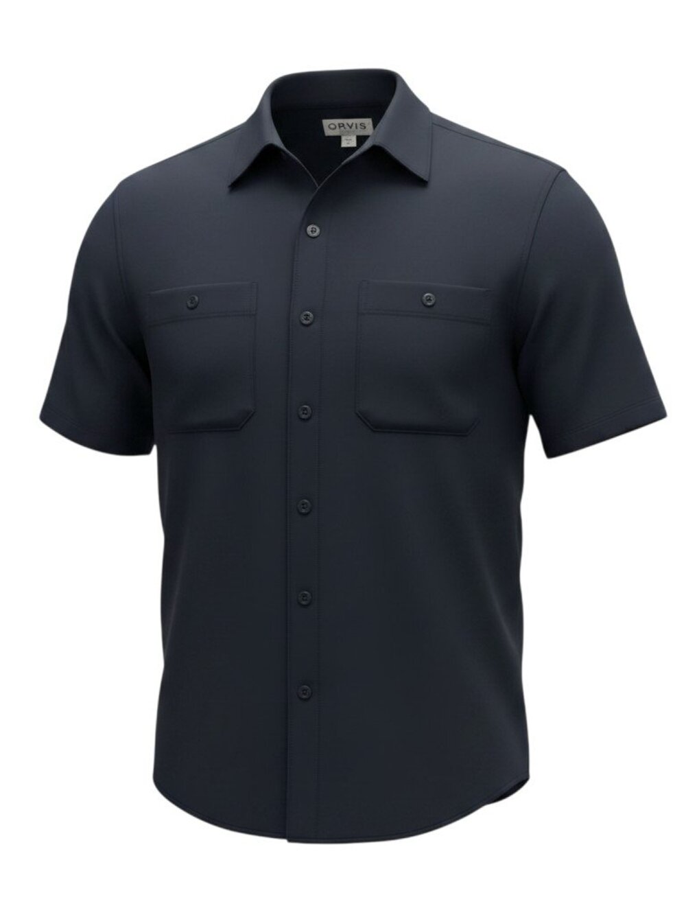 Orvis Men's Large Blue Short Sleeve Button Up Shirt Classic Collection L/G EUC